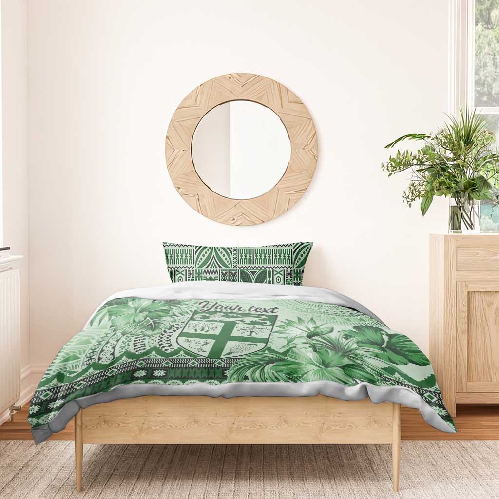Vintage Bula Fiji Personalised Bedding Set Green Hibiscus Tapa Pattern LT9