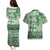 Vintage Bula Fiji Personalised Couples Matching Puletasi and Hawaiian Shirt Green Hibiscus Tapa Pattern