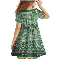 Vintage Bula Fiji Personalised Family Matching Mermaid Dress and Hawaiian Shirt Green Hibiscus Tapa Pattern LT9 - Polynesian Pride
