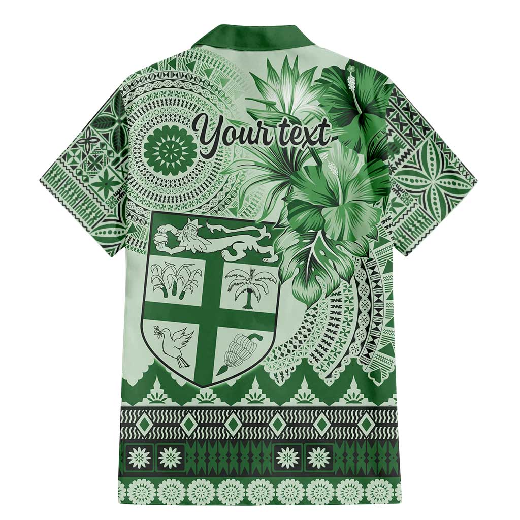 Vintage Bula Fiji Personalised Family Matching Mermaid Dress and Hawaiian Shirt Green Hibiscus Tapa Pattern LT9 - Polynesian Pride