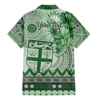 Vintage Bula Fiji Personalised Family Matching Mermaid Dress and Hawaiian Shirt Green Hibiscus Tapa Pattern LT9 - Polynesian Pride