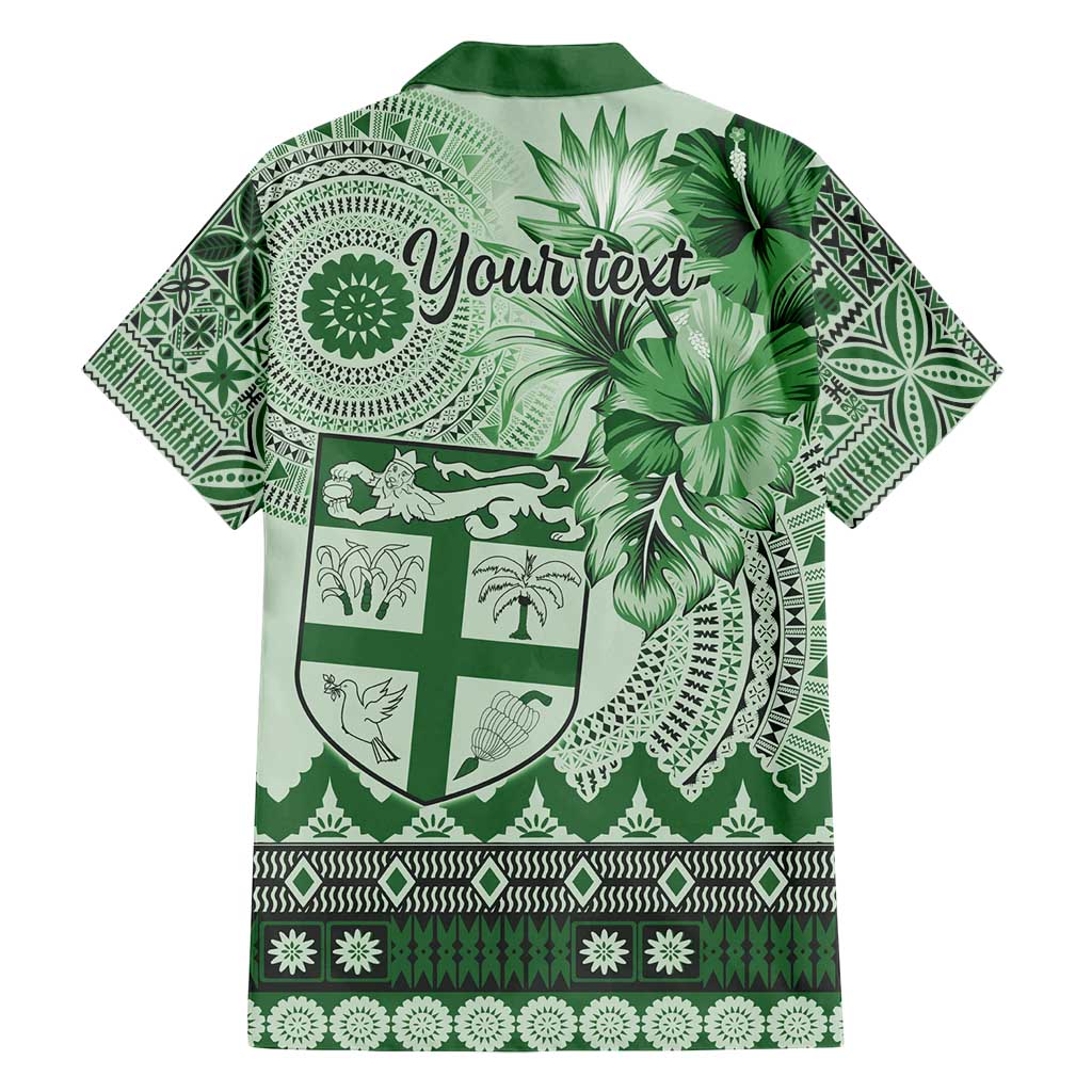 Vintage Bula Fiji Personalised Family Matching Summer Maxi Dress and Hawaiian Shirt Green Hibiscus Tapa Pattern LT9 - Polynesian Pride