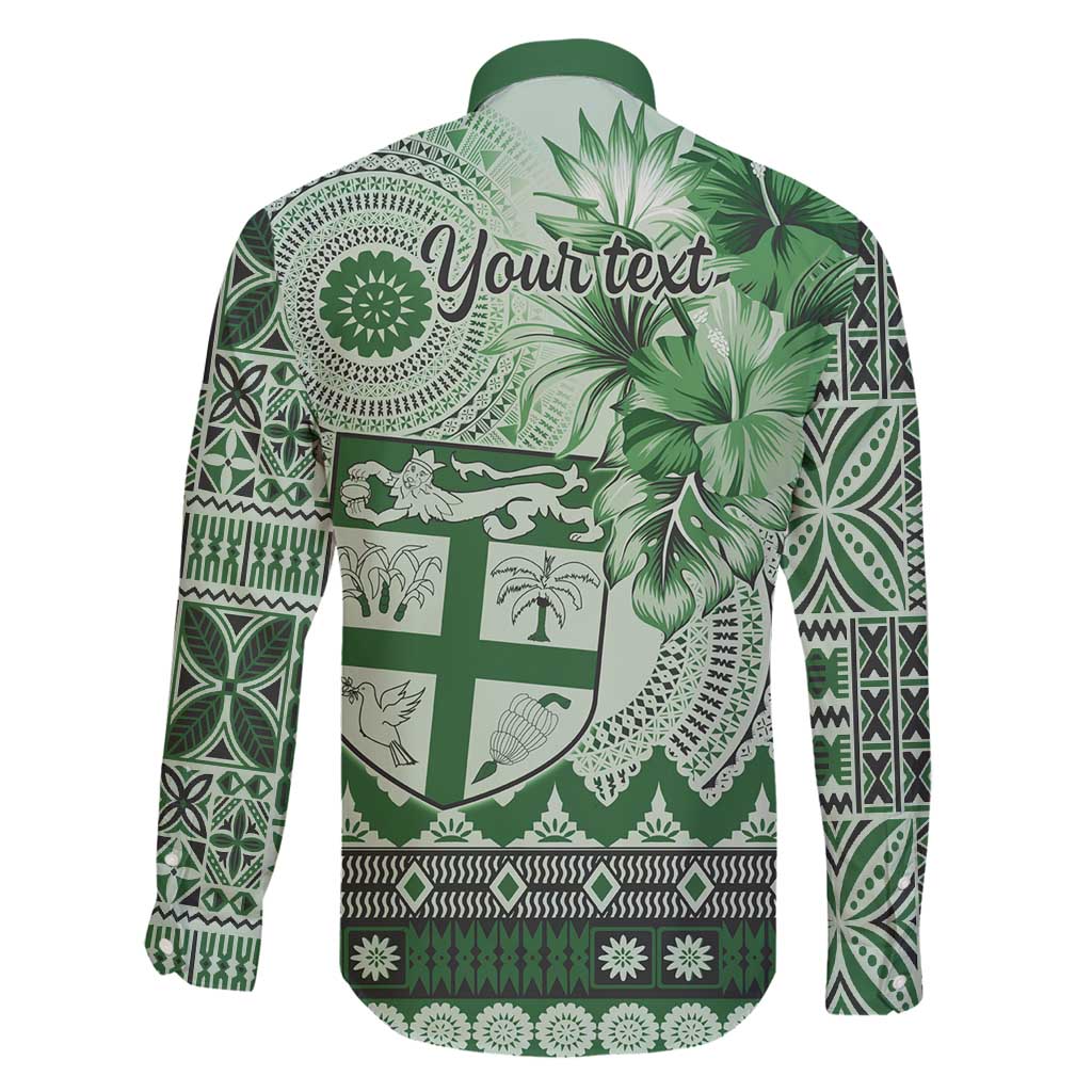 Vintage Bula Fiji Personalised Family Matching Tank Maxi Dress and Hawaiian Shirt Green Hibiscus Tapa Pattern LT9 - Polynesian Pride