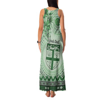 Vintage Bula Fiji Personalised Family Matching Tank Maxi Dress and Hawaiian Shirt Green Hibiscus Tapa Pattern LT9 - Polynesian Pride