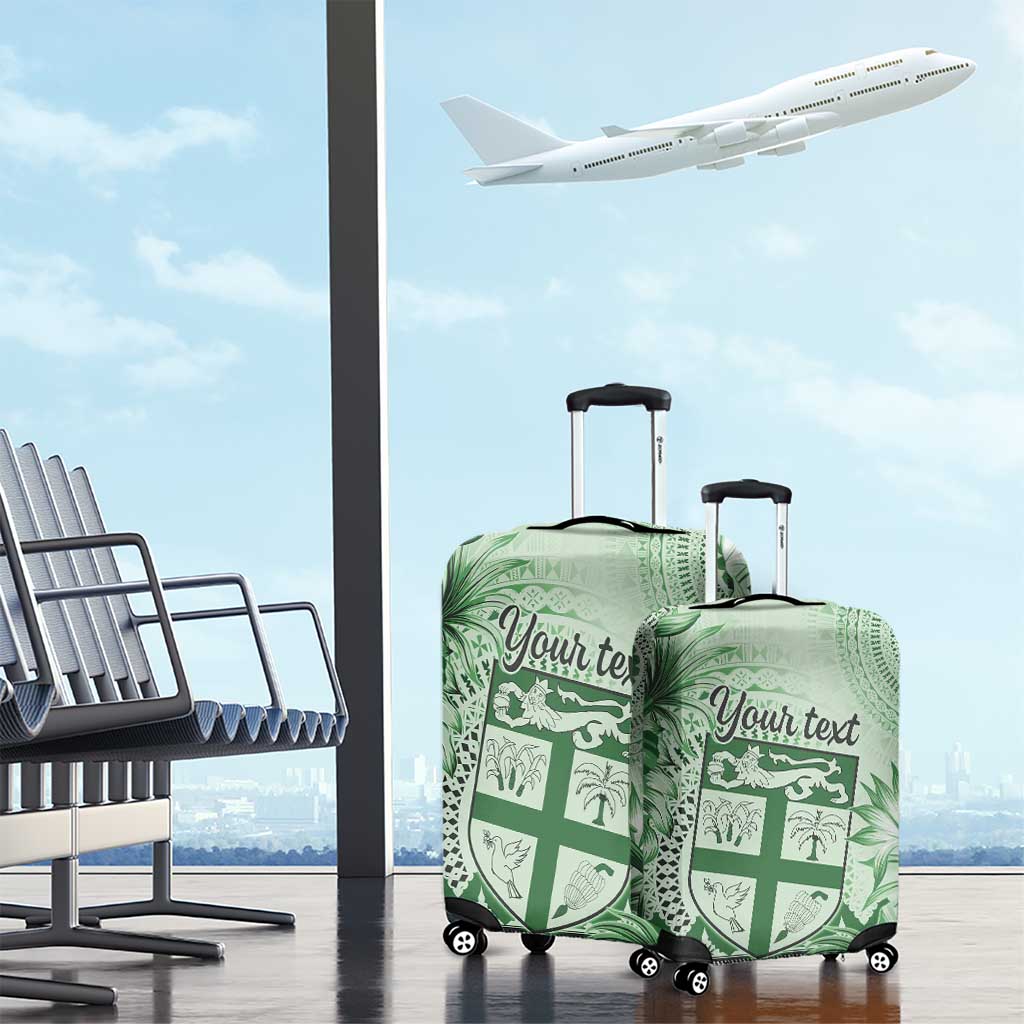 Vintage Bula Fiji Personalised Luggage Cover Green Hibiscus Tapa Pattern LT9