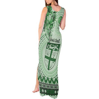 Vintage Bula Fiji Personalised Tank Maxi Dress Green Hibiscus Tapa Pattern