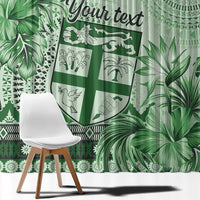 Vintage Bula Fiji Personalised Window Curtain Green Hibiscus Tapa Pattern LT9