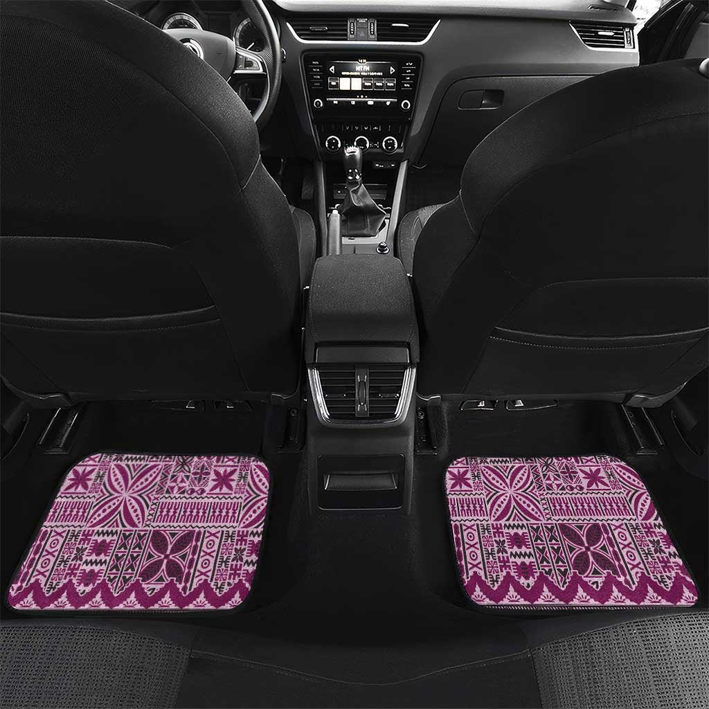 Vintage Bula Fiji Personalised Car Mats Pink Hibiscus Tapa Pattern LT9