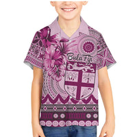 Vintage Bula Fiji Personalised Family Matching Mermaid Dress and Hawaiian Shirt Pink Hibiscus Tapa Pattern LT9 Son's Shirt Pink - Polynesian Pride