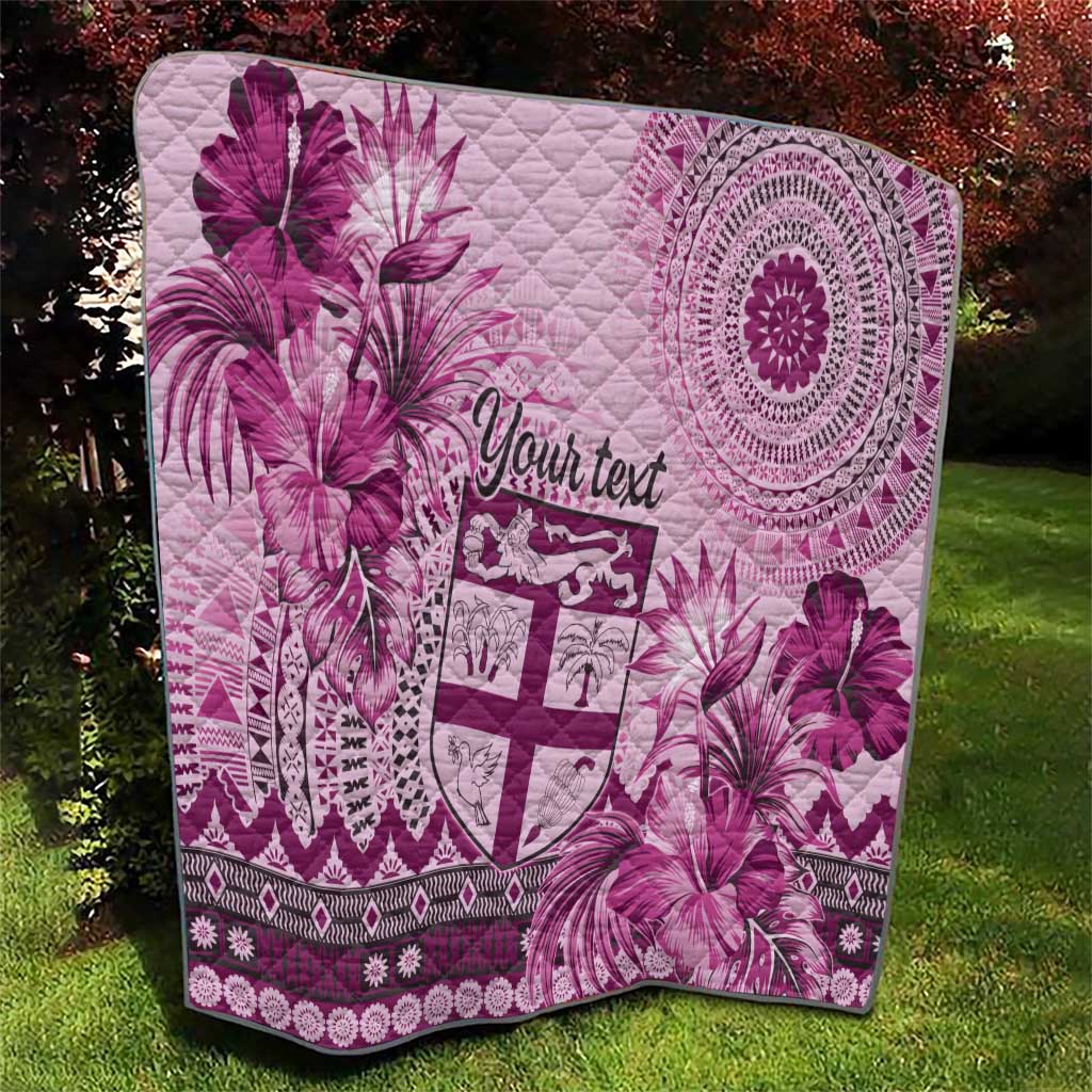 Vintage Bula Fiji Personalised Quilt Pink Hibiscus Tapa Pattern LT9