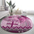 Vintage Bula Fiji Personalised Round Carpet Pink Hibiscus Tapa Pattern