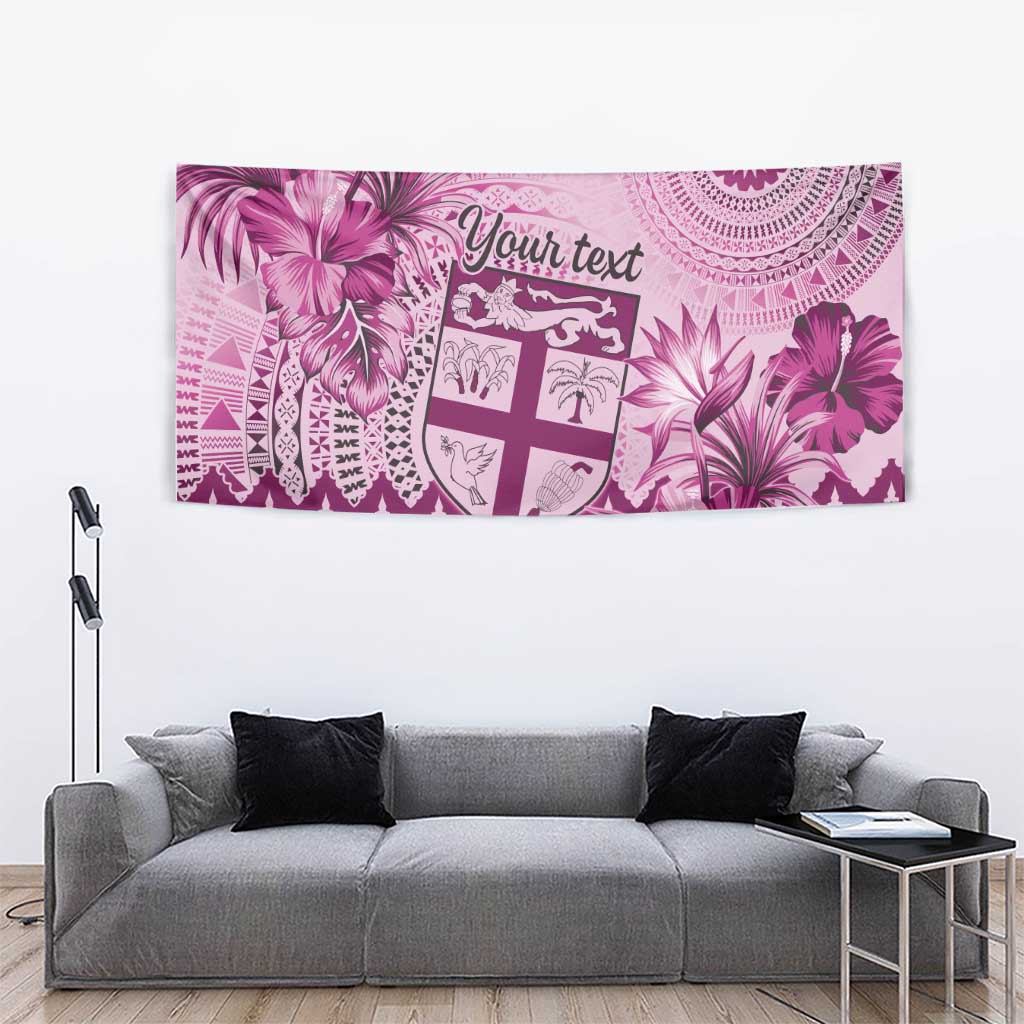 Vintage Bula Fiji Personalised Tapestry Pink Hibiscus Tapa Pattern LT9