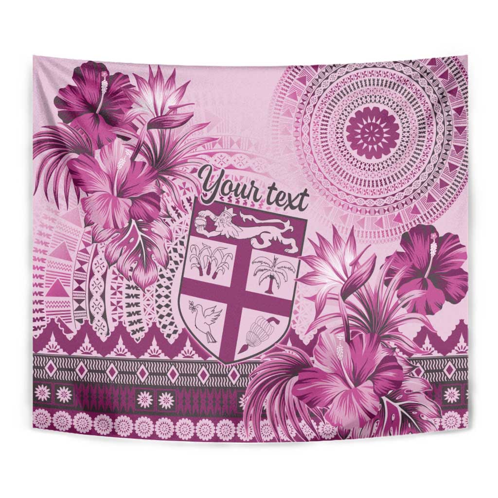Vintage Bula Fiji Personalised Tapestry Pink Hibiscus Tapa Pattern LT9