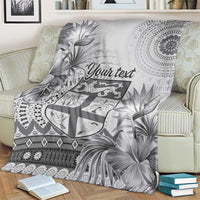 Vintage Bula Fiji Personalised Blanket Beige Hibiscus Tapa Pattern LT9