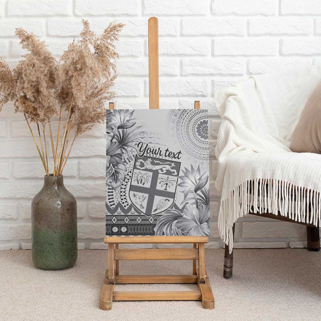 Vintage Bula Fiji Personalised Canvas Wall Art Beige Hibiscus Tapa Pattern LT9