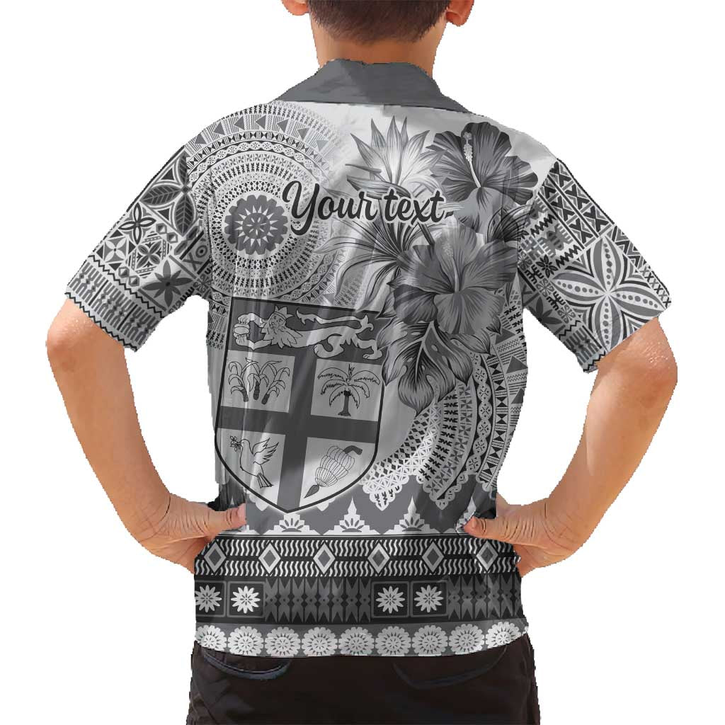 Vintage Bula Fiji Personalised Family Matching Long Sleeve Bodycon Dress and Hawaiian Shirt Beige Hibiscus Tapa Pattern LT9 - Polynesian Pride