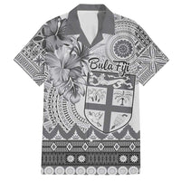Vintage Bula Fiji Personalised Family Matching Long Sleeve Bodycon Dress and Hawaiian Shirt Beige Hibiscus Tapa Pattern LT9 Dad's Shirt - Short Sleeve White - Polynesian Pride