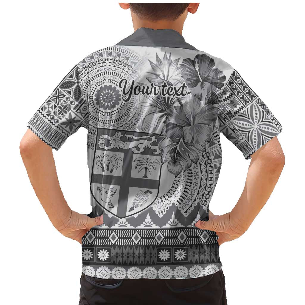 Vintage Bula Fiji Personalised Family Matching Mermaid Dress and Hawaiian Shirt Beige Hibiscus Tapa Pattern LT9 - Polynesian Pride