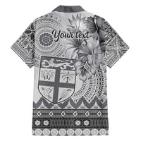 Vintage Bula Fiji Personalised Family Matching Short Sleeve Bodycon Dress and Hawaiian Shirt Beige Hibiscus Tapa Pattern LT9 - Polynesian Pride