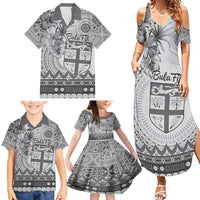 Vintage Bula Fiji Personalised Family Matching Summer Maxi Dress and Hawaiian Shirt Beige Hibiscus Tapa Pattern LT9 - Polynesian Pride