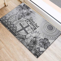 Vintage Bula Fiji Personalised Rubber Doormat Beige Hibiscus Tapa Pattern LT9