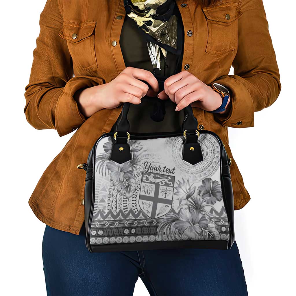Vintage Bula Fiji Personalised Shoulder Handbag Beige Hibiscus Tapa Pattern LT9