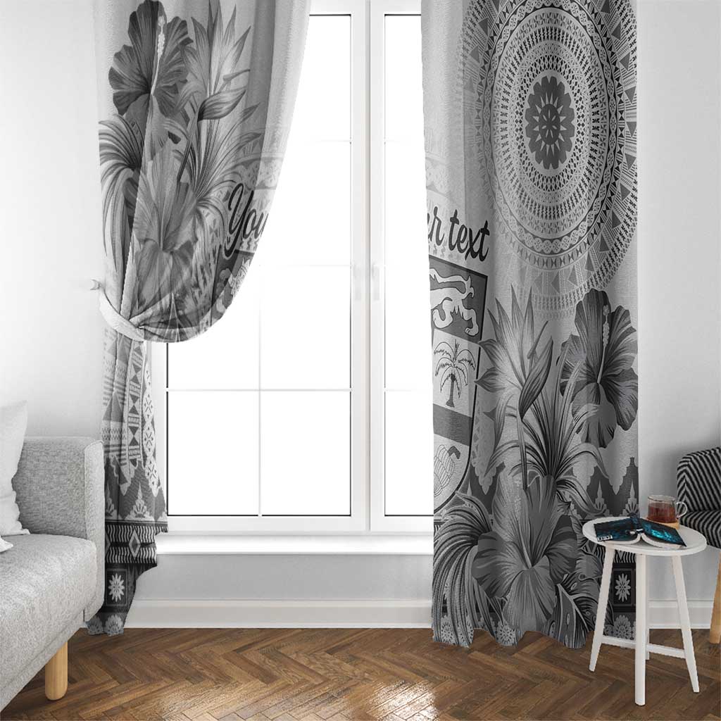 Vintage Bula Fiji Personalised Window Curtain Beige Hibiscus Tapa Pattern LT9