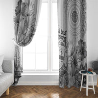 Vintage Bula Fiji Personalised Window Curtain Beige Hibiscus Tapa Pattern LT9
