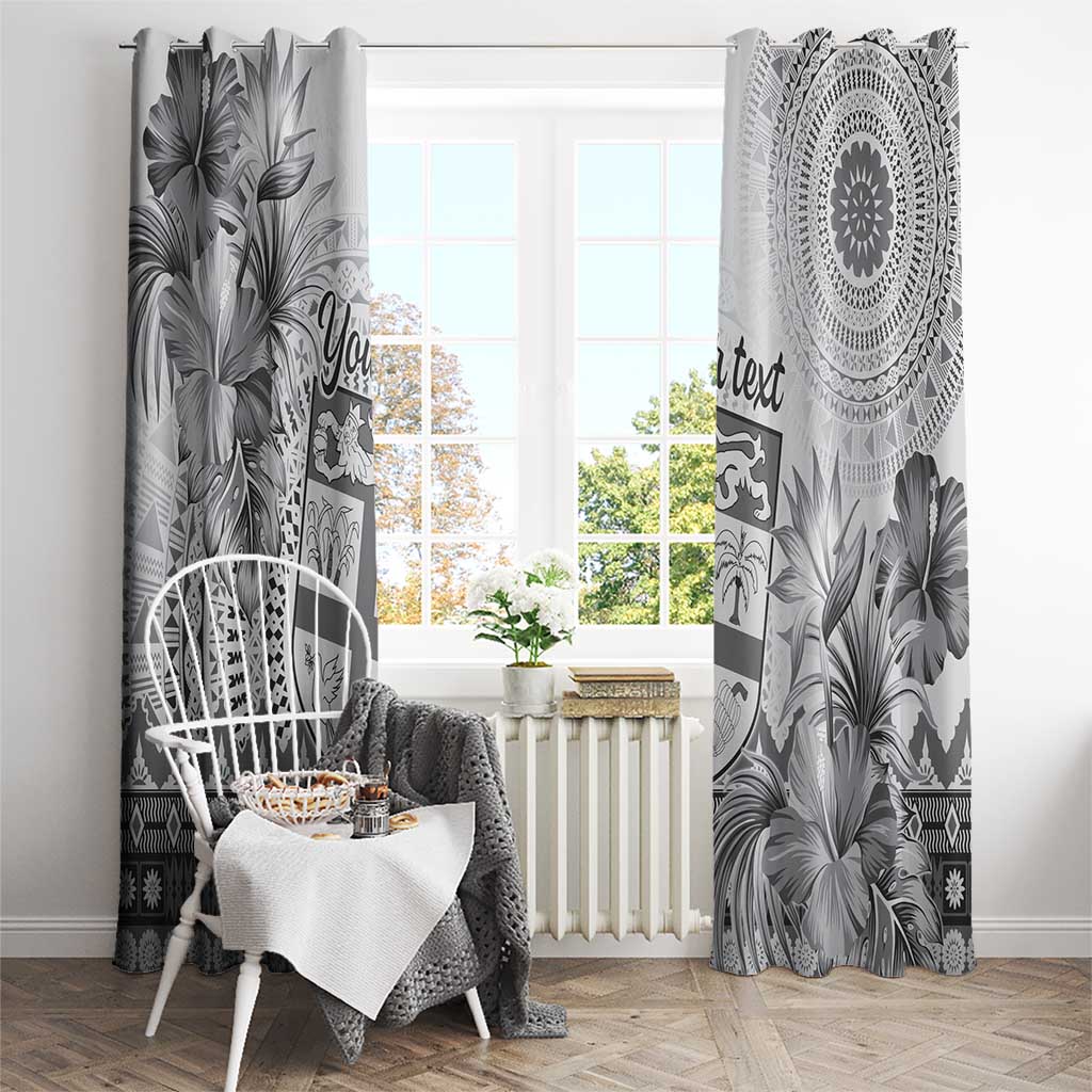 Vintage Bula Fiji Personalised Window Curtain Beige Hibiscus Tapa Pattern LT9
