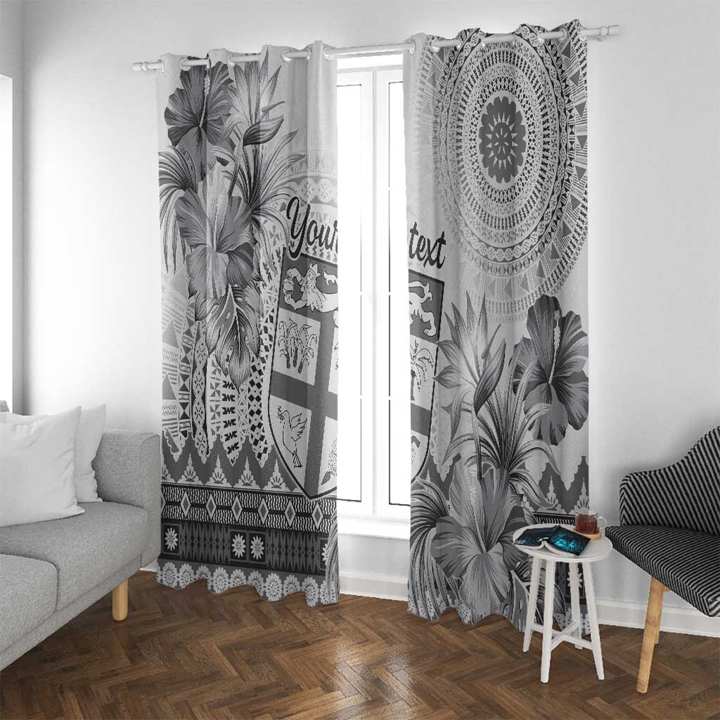 Vintage Bula Fiji Personalised Window Curtain Beige Hibiscus Tapa Pattern LT9