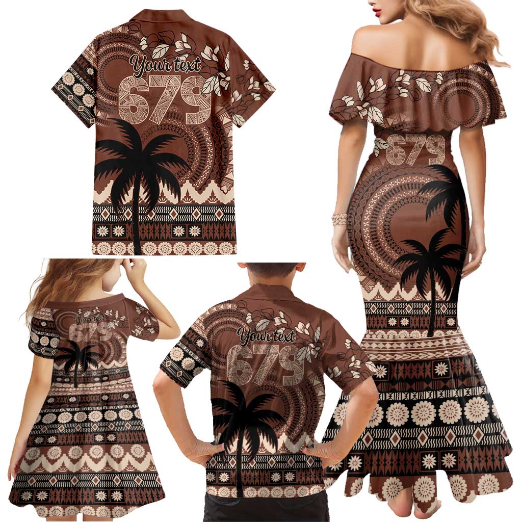 Personalised Bula Fiji 679 Family Matching Mermaid Dress and Hawaiian Shirt Fijian Tagimoucia Masi Tapa Art LT9 - Polynesian Pride