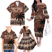Personalised Bula Fiji 679 Family Matching Off The Shoulder Long Sleeve Dress and Hawaiian Shirt Fijian Tagimoucia Masi Tapa Art LT9 - Polynesian Pride