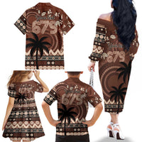 Personalised Bula Fiji 679 Family Matching Off The Shoulder Long Sleeve Dress and Hawaiian Shirt Fijian Tagimoucia Masi Tapa Art LT9 - Polynesian Pride