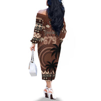 Personalised Bula Fiji 679 Family Matching Off The Shoulder Long Sleeve Dress and Hawaiian Shirt Fijian Tagimoucia Masi Tapa Art LT9 - Polynesian Pride