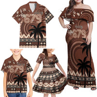 Personalised Bula Fiji 679 Family Matching Off Shoulder Maxi Dress and Hawaiian Shirt Fijian Tagimoucia Masi Tapa Art LT9 - Polynesian Pride