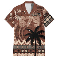 Personalised Bula Fiji 679 Family Matching Off Shoulder Short Dress and Hawaiian Shirt Fijian Tagimoucia Masi Tapa Art LT9 Dad's Shirt - Short Sleeve Brown - Polynesian Pride