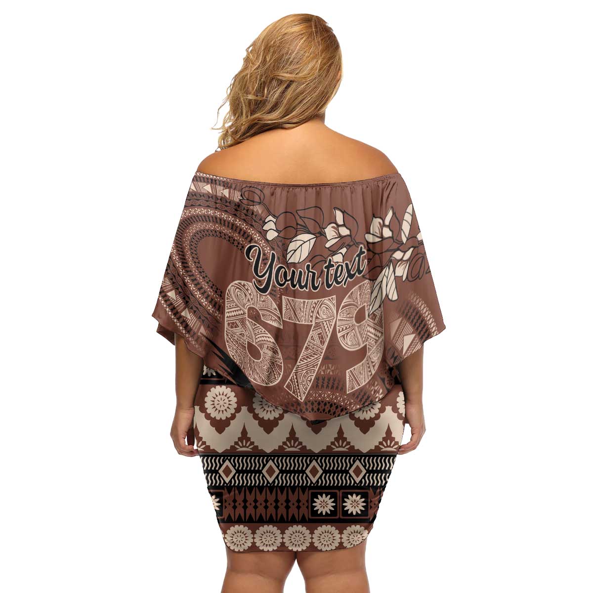 Personalised Bula Fiji 679 Family Matching Off Shoulder Short Dress and Hawaiian Shirt Fijian Tagimoucia Masi Tapa Art LT9 - Polynesian Pride