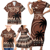 Personalised Bula Fiji 679 Family Matching Short Sleeve Bodycon Dress and Hawaiian Shirt Fijian Tagimoucia Masi Tapa Art LT9 - Polynesian Pride
