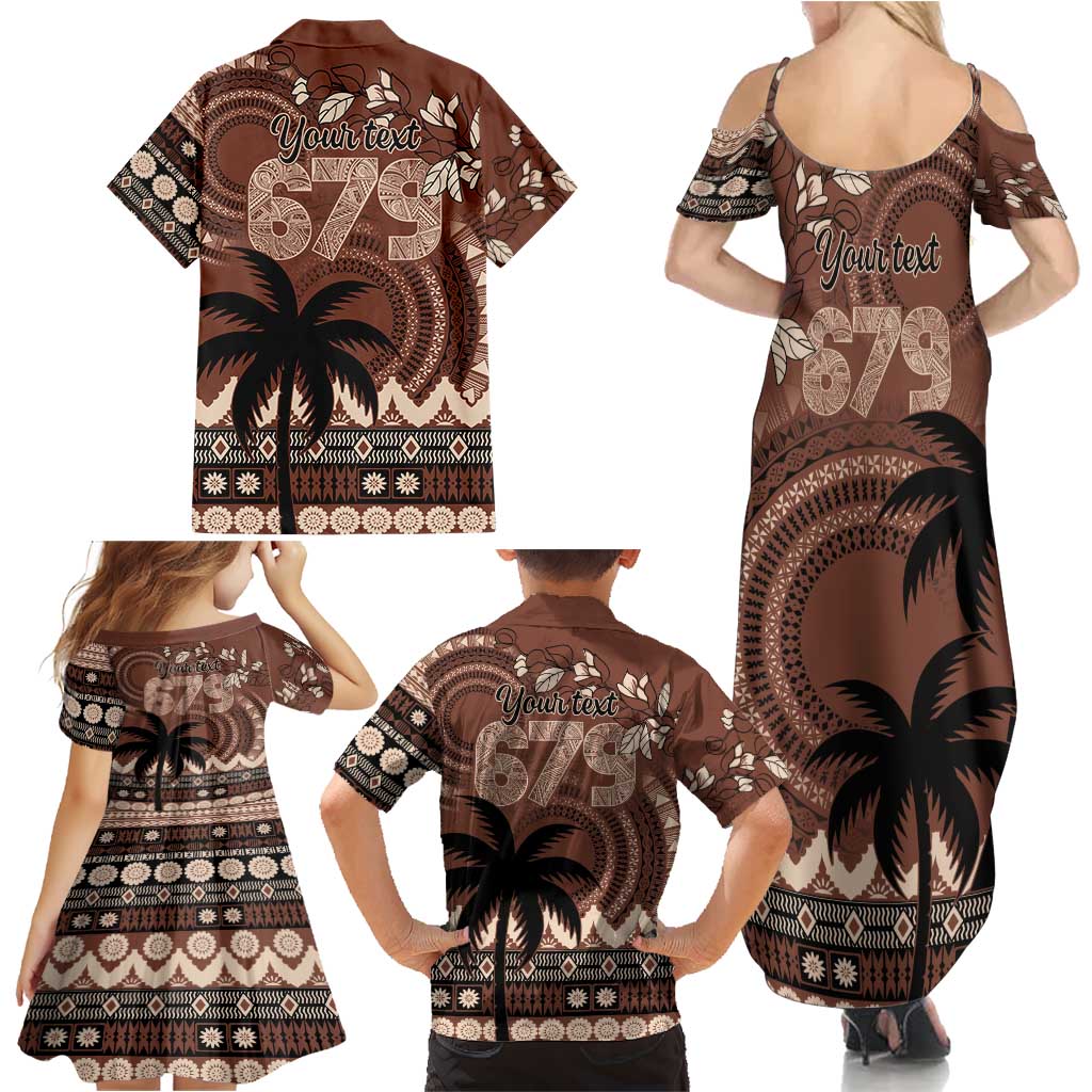 Personalised Bula Fiji 679 Family Matching Summer Maxi Dress and Hawaiian Shirt Fijian Tagimoucia Masi Tapa Art LT9 - Polynesian Pride