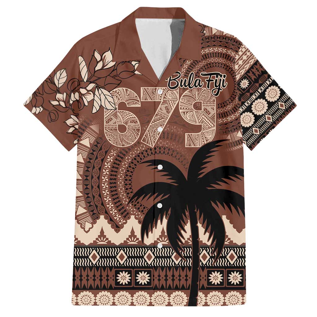 Personalised Bula Fiji 679 Family Matching Summer Maxi Dress and Hawaiian Shirt Fijian Tagimoucia Masi Tapa Art LT9 Dad's Shirt - Short Sleeve Brown - Polynesian Pride