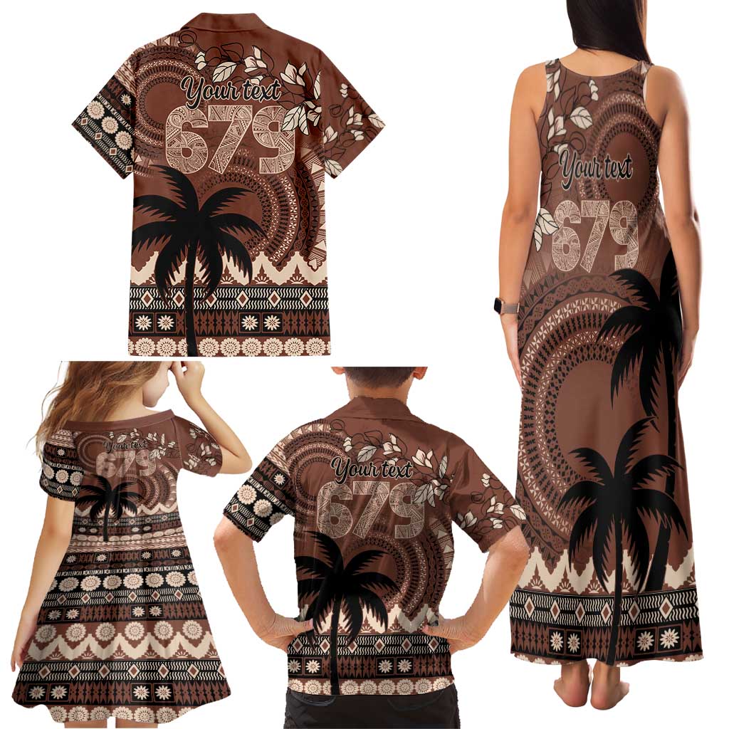 Personalised Bula Fiji 679 Family Matching Tank Maxi Dress and Hawaiian Shirt Fijian Tagimoucia Masi Tapa Art LT9 - Polynesian Pride