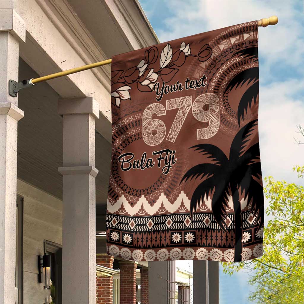 Personalised Bula Fiji 679 Garden Flag Fijian Tagimoucia Masi Tapa Art LT9 House Flag Brown - Polynesian Pride