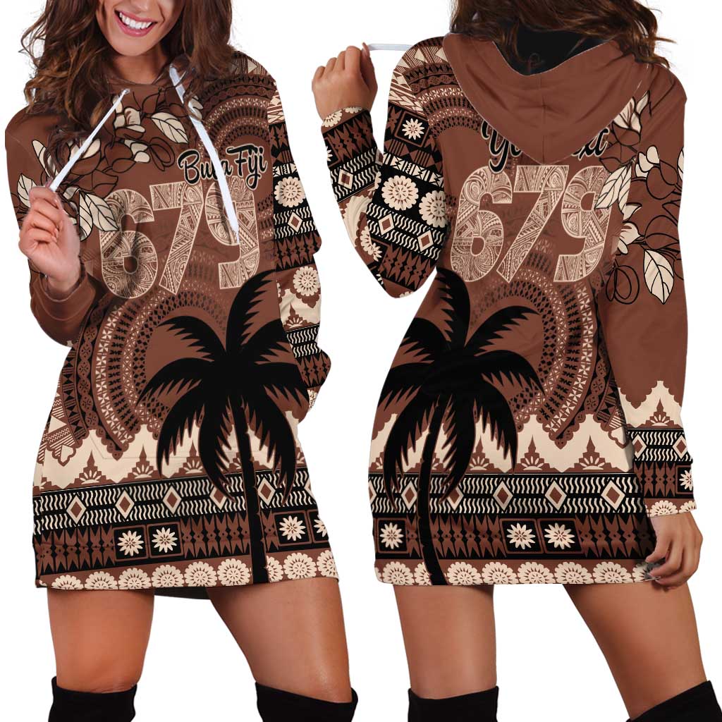 Personalised Bula Fiji 679 Hoodie Dress Fijian Tagimoucia Masi Tapa Art LT9 - Polynesian Pride