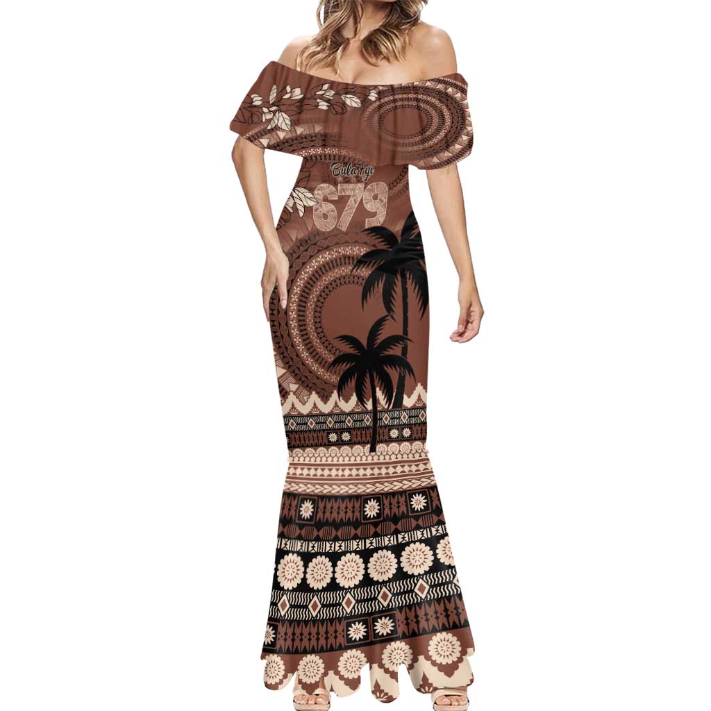 Personalised Bula Fiji 679 Mermaid Dress Fijian Tagimoucia Masi Tapa Art