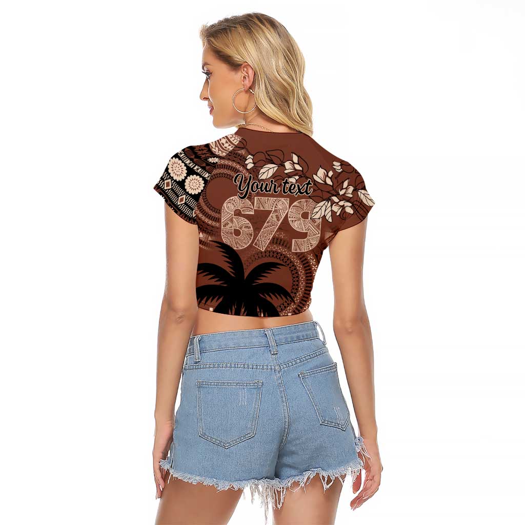 Personalised Bula Fiji 679 Raglan Cropped T Shirt Fijian Tagimoucia Masi Tapa Art