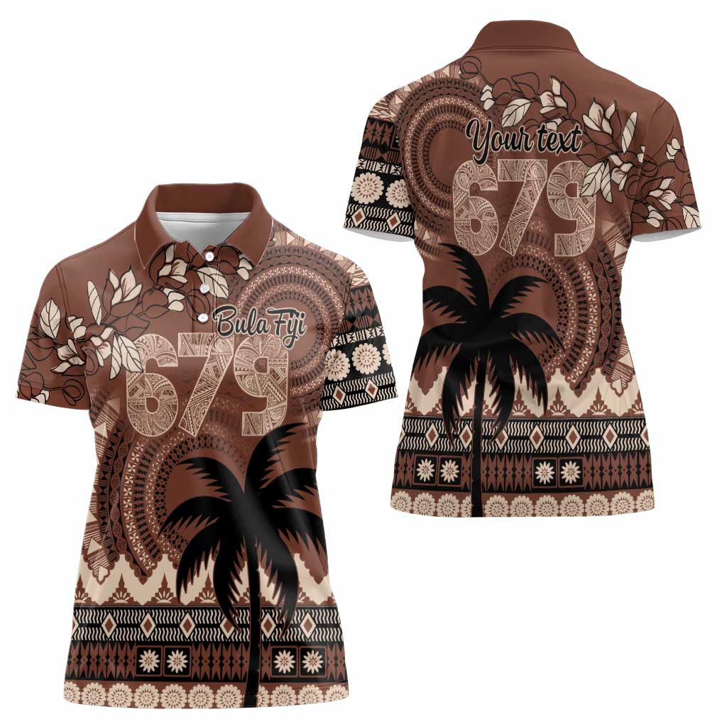 Personalised Bula Fiji 679 Women Polo Shirt Fijian Tagimoucia Masi Tapa Art LT9 - Polynesian Pride