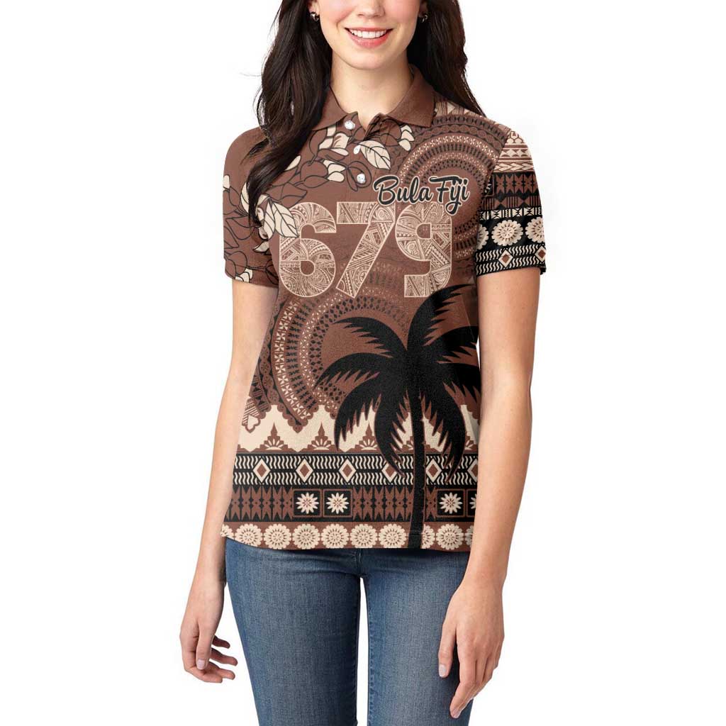 Personalised Bula Fiji 679 Women Polo Shirt Fijian Tagimoucia Masi Tapa Art LT9 - Polynesian Pride