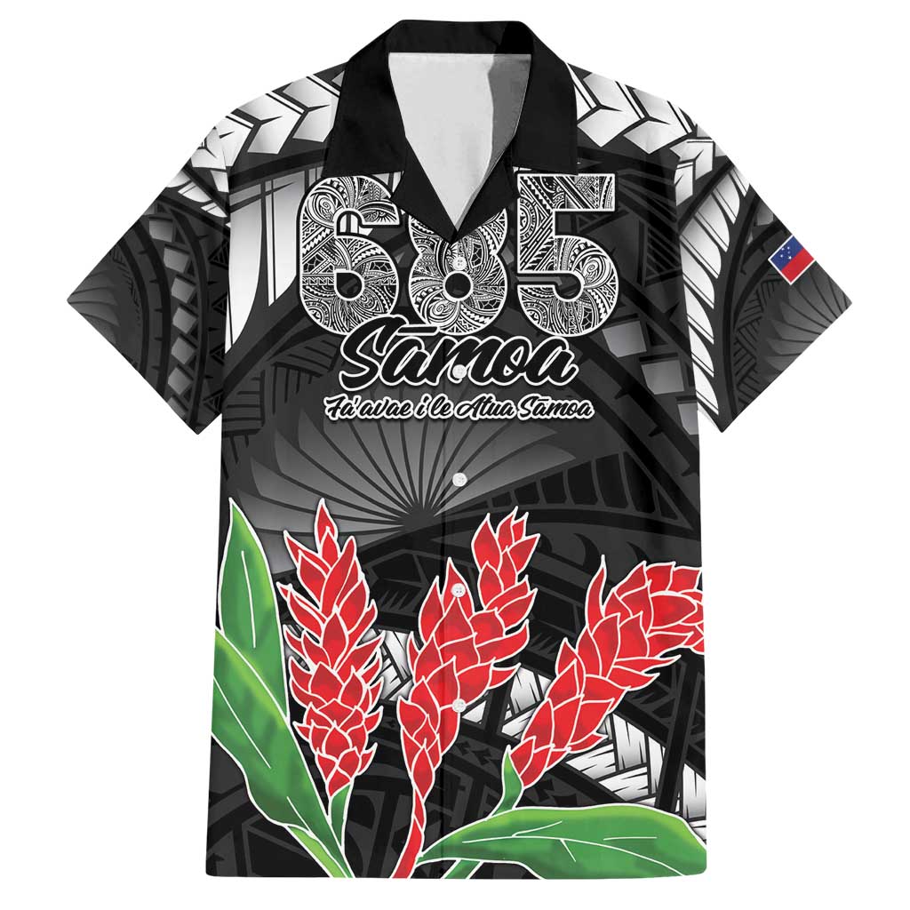 Personalised Samoa 685 Family Matching Long Sleeve Bodycon Dress and Hawaiian Shirt Teuila Flower With Black Samoan Tattoo LT9 Dad's Shirt - Short Sleeve Black - Polynesian Pride