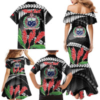 Personalised Samoa 685 Family Matching Mermaid Dress and Hawaiian Shirt Teuila Flower With Black Samoan Tattoo LT9 - Polynesian Pride