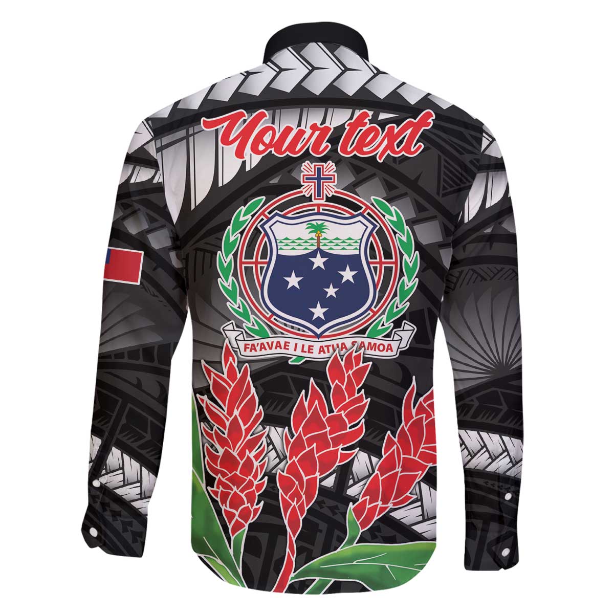 Personalised Samoa 685 Family Matching Off The Shoulder Long Sleeve Dress and Hawaiian Shirt Teuila Flower With Black Samoan Tattoo LT9 - Polynesian Pride